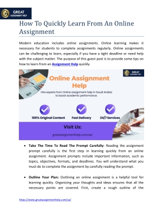 How To Quickly Learn From An Online Assignment