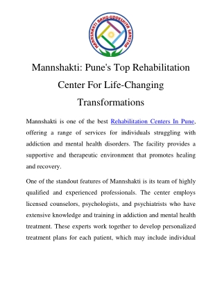 Best Rehabilitation Center In Pune Call-9870274034