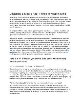 Designing a Mobile App  Things to Keep in Mind