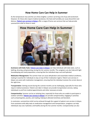 What Summertime Benefits Home Care Can Provide for You