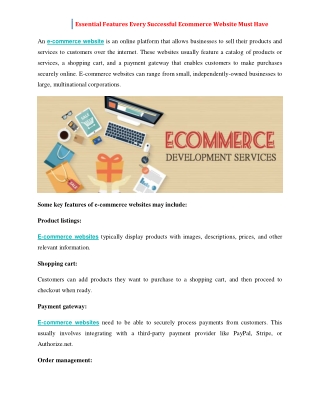 Essential Features Every Successful Ecommerce Website Must Have1