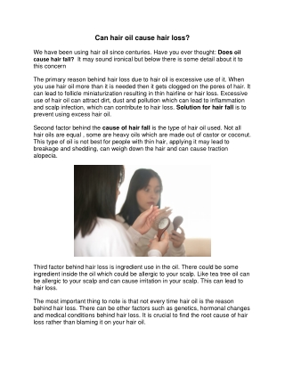 Can hair oil cause hair loss