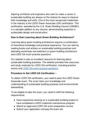 Where to find genuine LEED GA Exam Practice Questions_