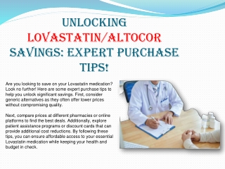 Unlocking Lovastatin Savings: Expert Purchase Tips!