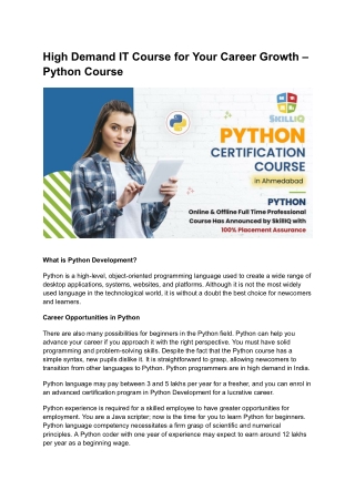 Python training course in Ahmedabad | SkillIQ