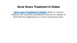 Acne Scars Treatment In Dubai