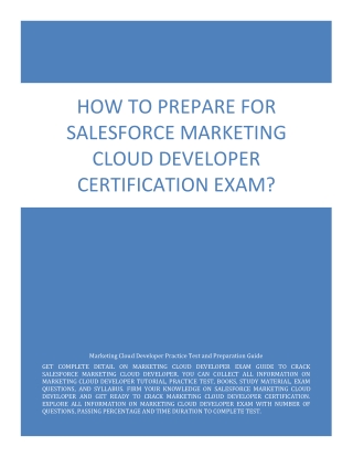 How to Prepare for Salesforce Marketing Cloud Developer Certification Exam?