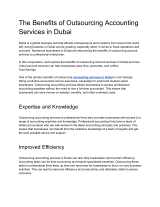 The Benefits of Outsourcing Accounting Services in Dubai