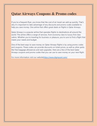 Qatar Airways Coupons pdf