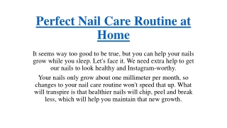 Perfect Nail Care Routine at Home