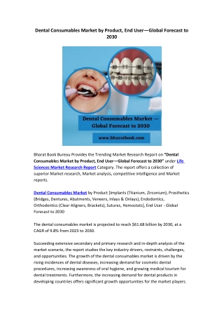 Dental Consumables Market End User—Global Forecast to 2030