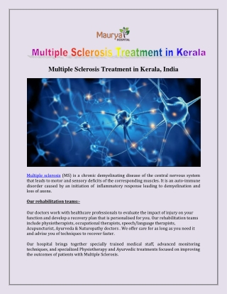 Multiple Sclerosis Treatment in Kerala