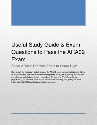 Useful Study Guide & Exam Questions to Pass the ARA02 Exam