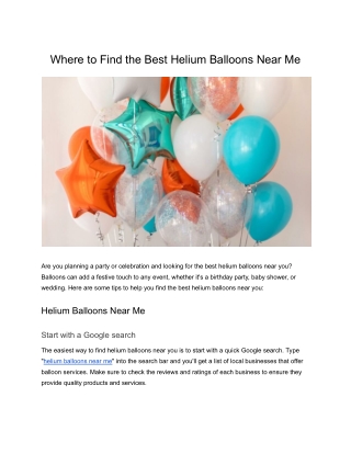 Finding the Best Helium Balloons Near Me