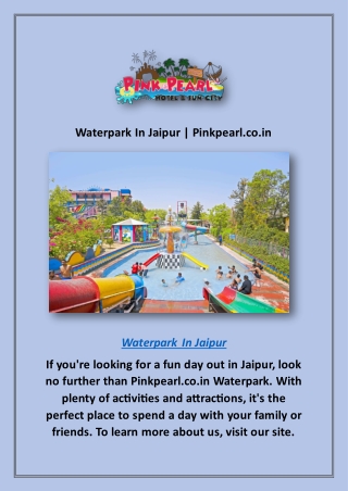 Waterpark In Jaipur | Pinkpearl.co.in