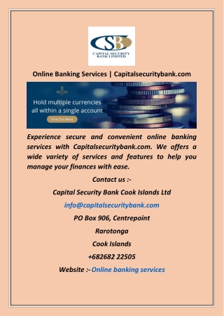 Online Banking Services  Capitalsecuritybank com