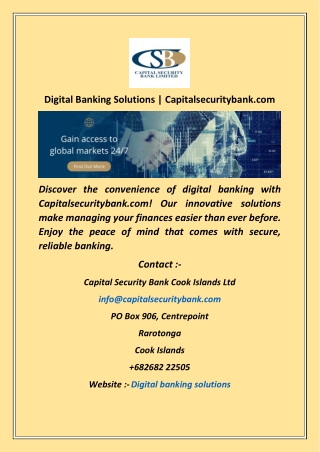 Digital Banking Solutions  Capitalsecuritybank com