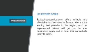 Taxi Provider Europe Taxitoairportservice.com