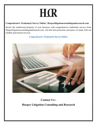 Comprehensive Trademark Survey Online  Harperlitigationconsultingandresearch