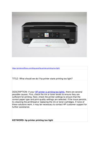 What should we do if hp printer starts printing too light?