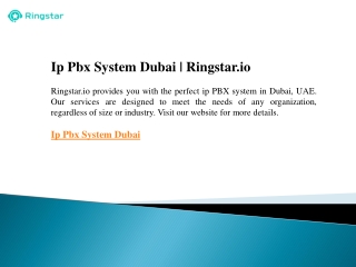 Ip Pbx System Dubai  Ringstar.io