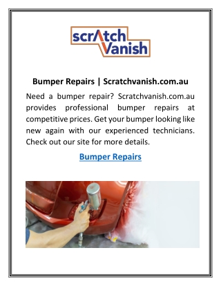 Bumper Repairs  Scratchvanish.com.au