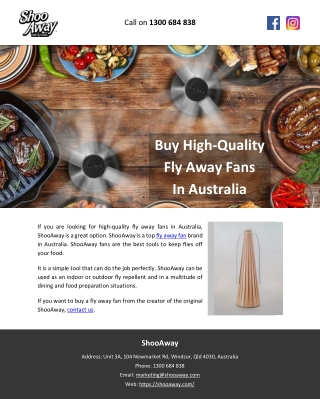 Buy High-Quality Fly Away Fans In Australia