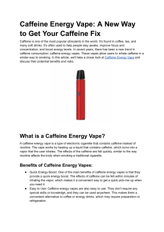 Caffeine Energy Vape_ A New Way to Get Your Caffeine Fix