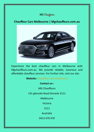 Chauffeur Cars Melbourne  Mgchauffeurs.com