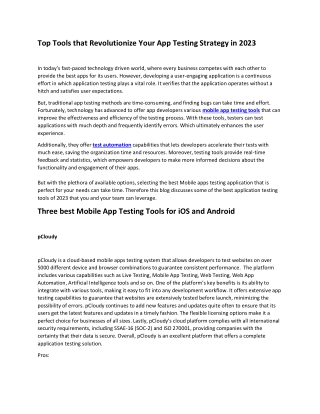 Top Tools that Revolutionize Your App Testing Strategy in 2023