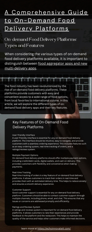 A Comprehensive Guide to On-Demand Food Delivery Platforms