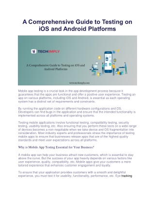 A Comprehensive Guide to Testing on iOS and Android Platforms