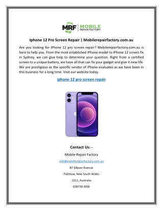 Iphone 12 Pro Screen Repair  Mobilerepairfactory.com.au