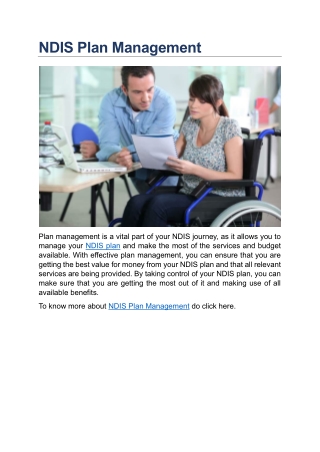 NDIS Plan Management