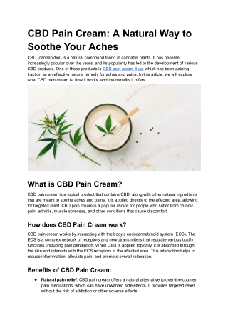 CBD Pain Cream_ A Natural Way to Soothe Your Aches