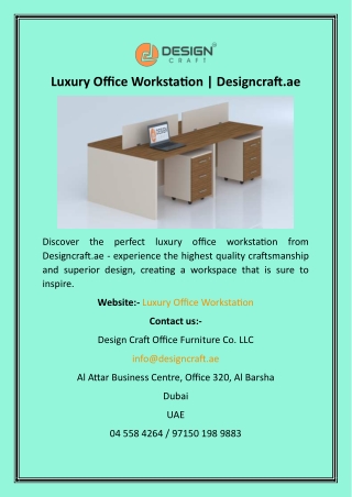 Luxury Office Workstation  Designcraft.ae