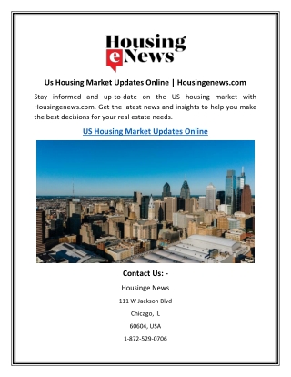 Us Housing Market Updates Online  Housingenews.com