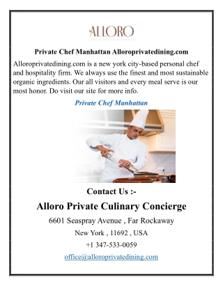 Private Chef Manhattan  Alloroprivatedining