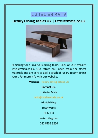 Luxury Dining Tables Uk  Lateliermata.co.uk