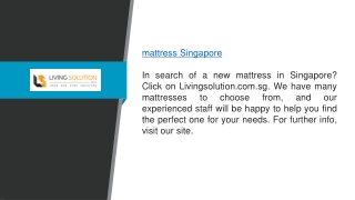 Mattress Singapore  Livingsolution.com.sg