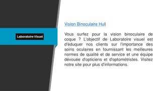 Vision binoculaire à Hull Laboratoirevisuel.ca