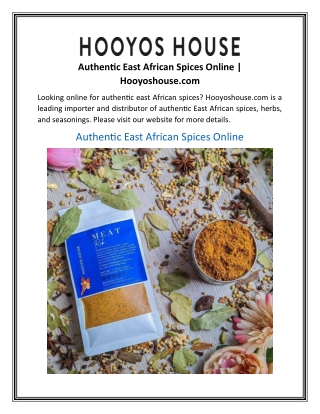 Authentic East African Spices Online  Hooyoshouse.com