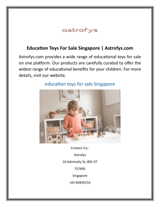 Education Toys For Sale Singapore  Astrofys.com