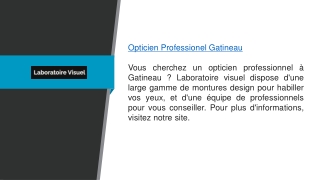 Opticien professionnel Gatineau Laboratoirevisuel.ca