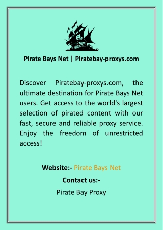 Pirate Bays Net  Piratebay-proxys