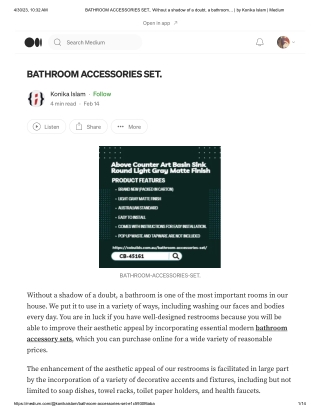 BATHROOM ACCESSORIES SET.. Without a shadow of a doubt, a bathroom… _ by Konika Islam _ Medium