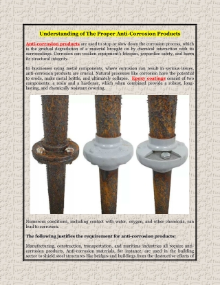 Understanding of The Proper Anti-Corrosion Products