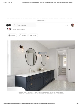 10 BEAUTIFUL BATHROOM PAINT COLORS FOR YOUR NEXT REMODEL. _ by Konika Islam _ Medium