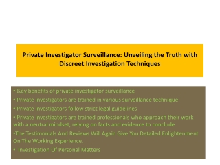 Private Investigator Surveillance Unveiling the Truth with Discreet Investigation Techniques