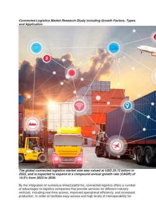 Connected Logistics Market Research Study including Growth Factors, Types  and A